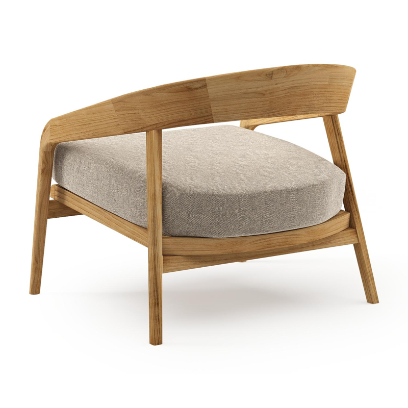 Lacrima loungestoel in teak met chartres pewter all weather Sunbrella® luxe kussen