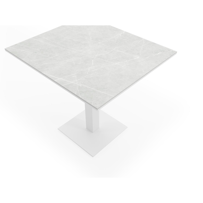 Piemonte tuintafel in wit aluminium en volkeramiek zaha stone - L 70 x B 80 x H 72,5 cm