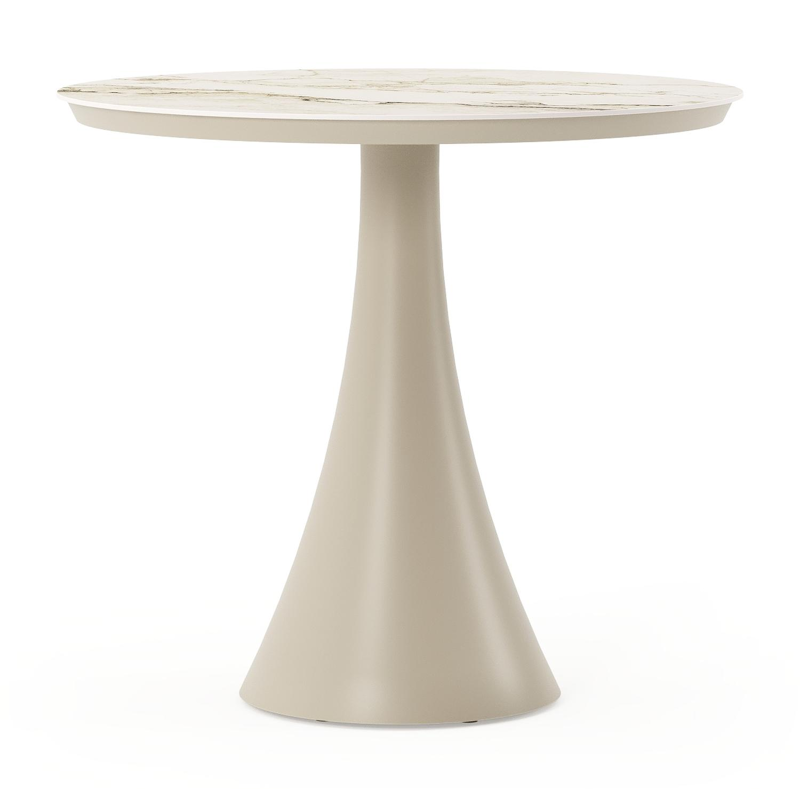 Table de jardin Fano ronde en aluminium beige et céramique pleine Colorado Dunes Diam. 85 x Haut. 75 cm
