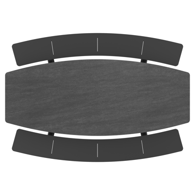 Forno picknicktafel bootvorm in zwart aluminium en volkeramiek basalt black tafelblad - L 240 x B 181 x H 72 cm