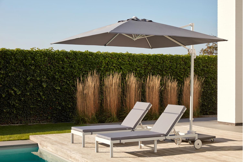 Calpe parasolvoet grijs beton van 70 kg met wielen