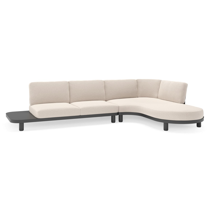 Donato loungehoek in zwart aluminium met all weather sunbrella® luxe Slow Farafra kussen