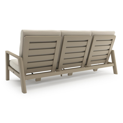 Canapé de jardin Cirello en aluminium beige et coussins en all weather cosytica althea off white
