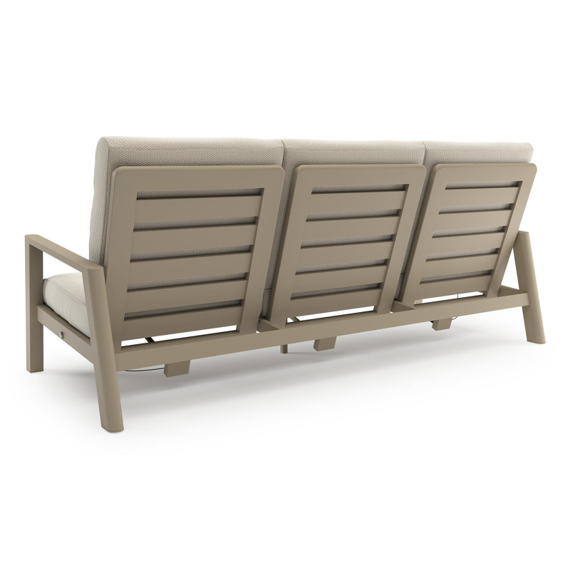 Cirello loungebank in beige aluminium met althea off white all weather cosytica kussen