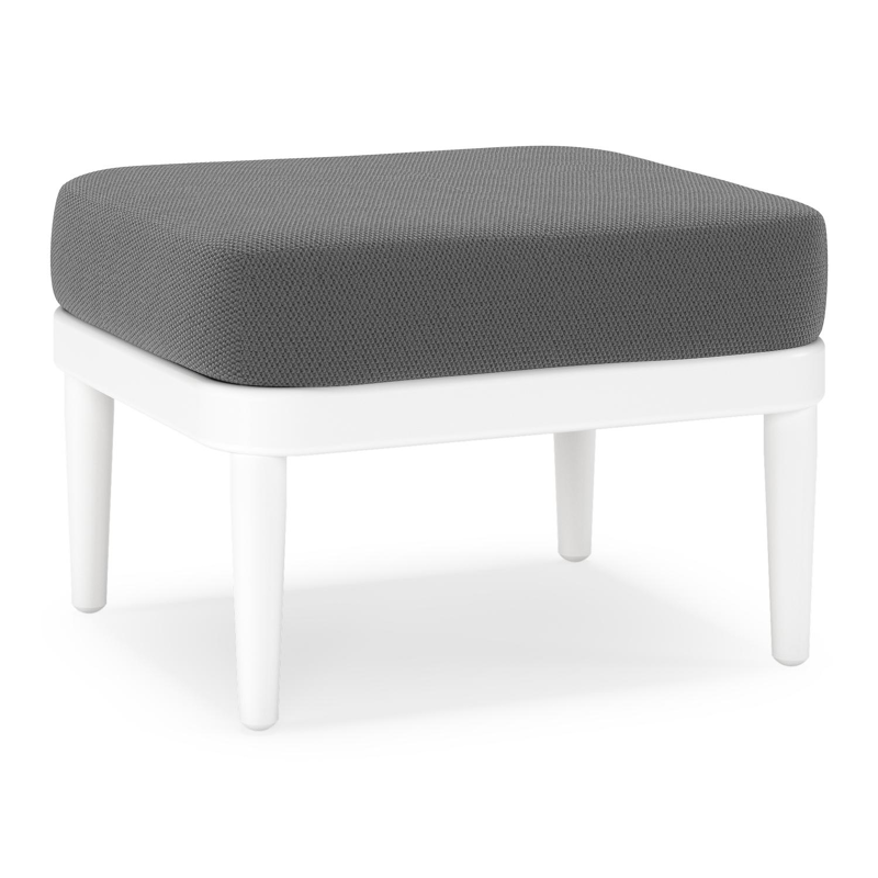 Pouf Orso en aluminium blanc et coussins en all weather sunbrella® luxe Lopi Shadow