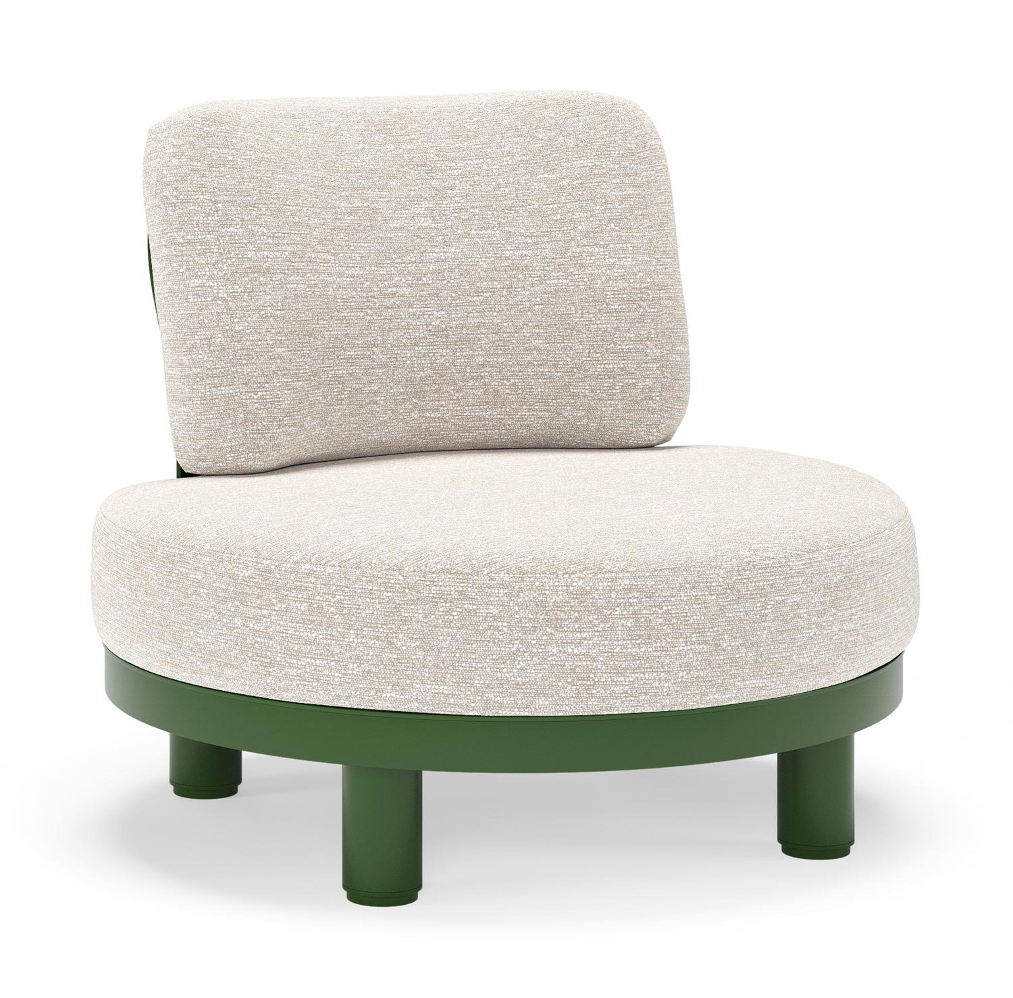 Donato loungestoel in groen aluminium met all weather sunbrella® luxe Tundra Sand kussen