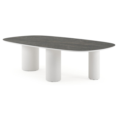 Amico tuintafel bombo xl in wit aluminium en volkeramiek Black Obsession - L 270 x B 148 x H 73.5 cm