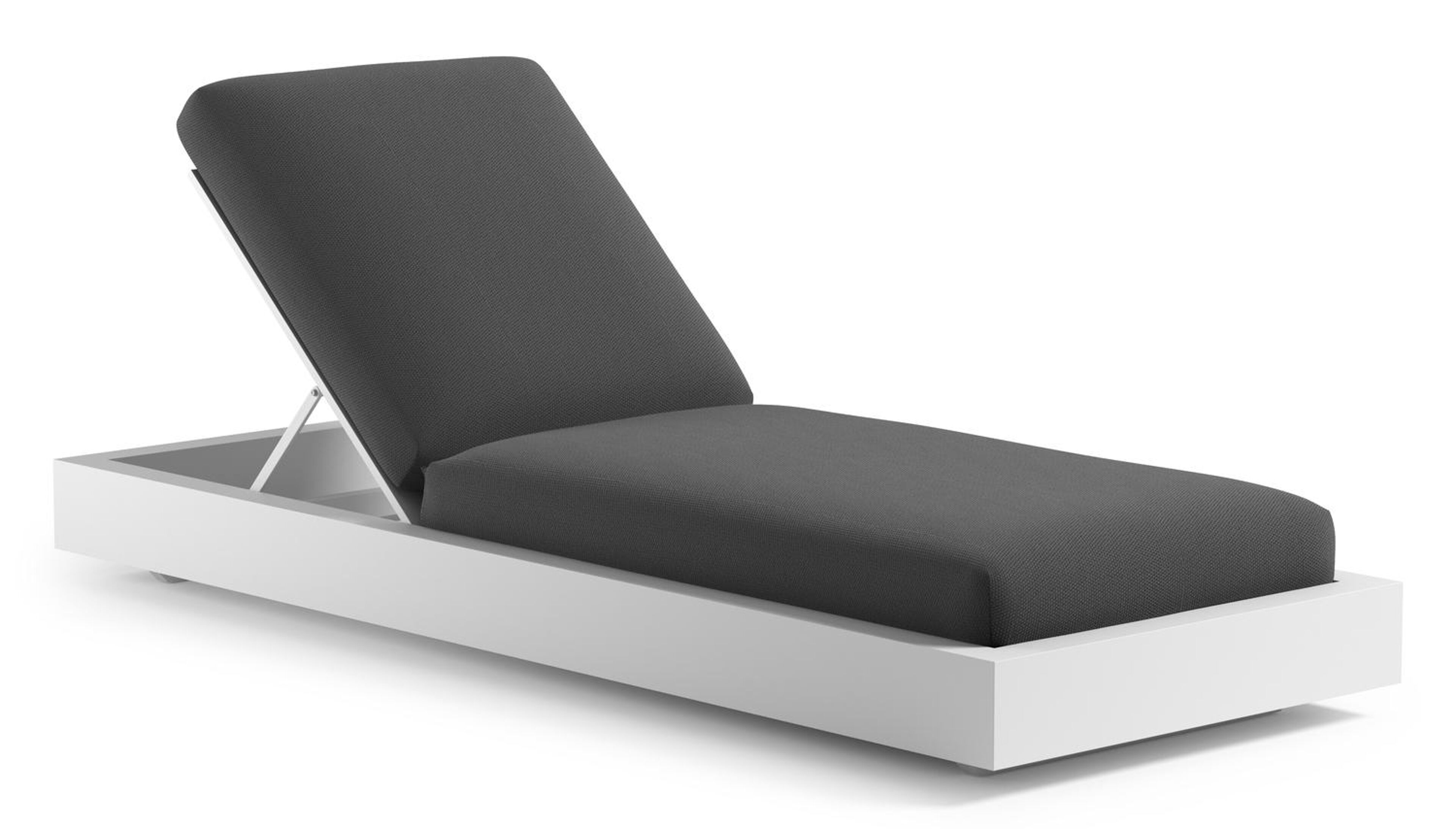 Como verstelbaar ligbed in wit aluminium met lopi shadow all weather Sunbrella® luxe kussen