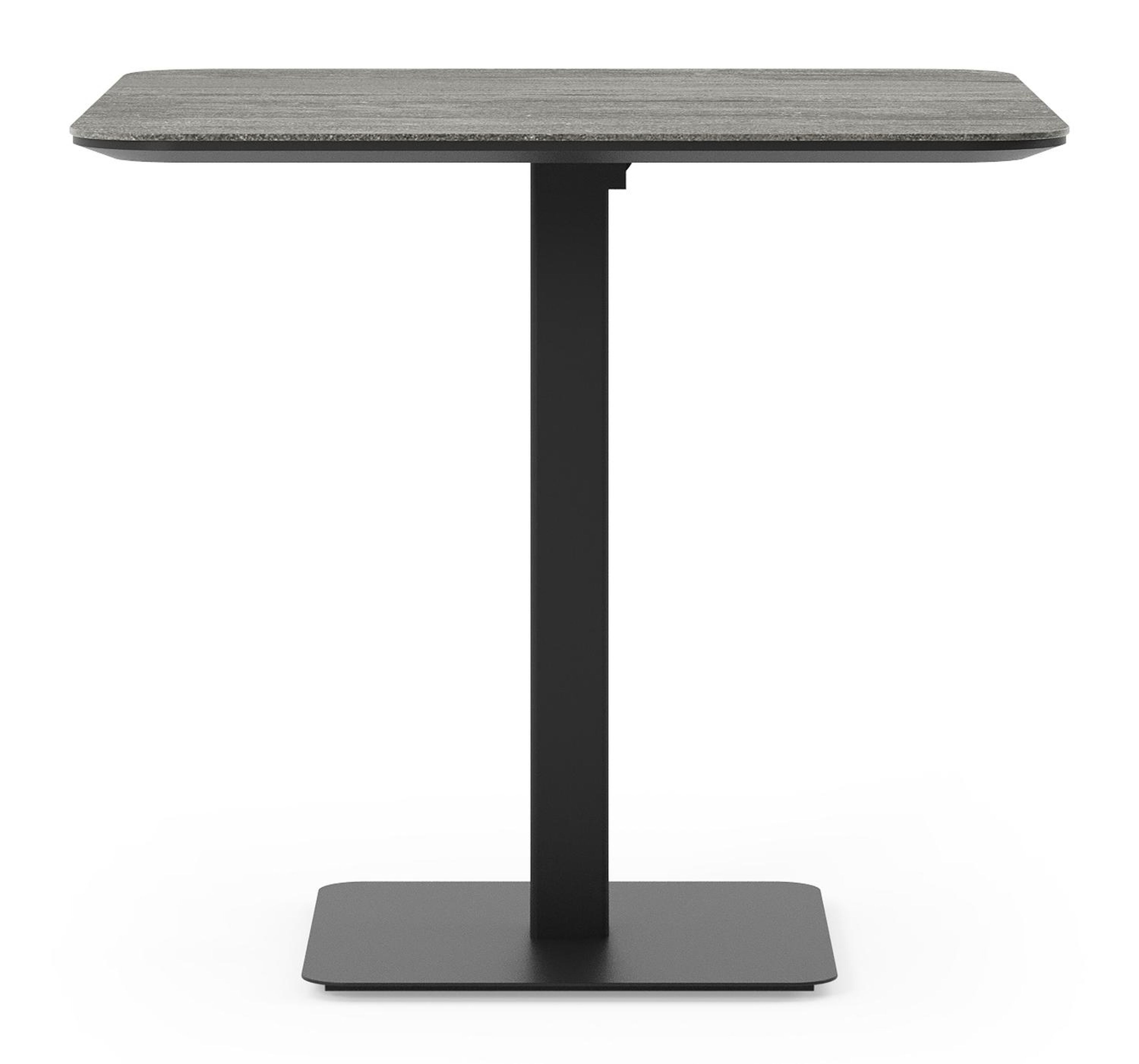 Fano kantelbare tuintafel vierkant afgerond in zwart aluminium en volkeramiek aspen grey - L 80 x B 80 x H 73 cm
