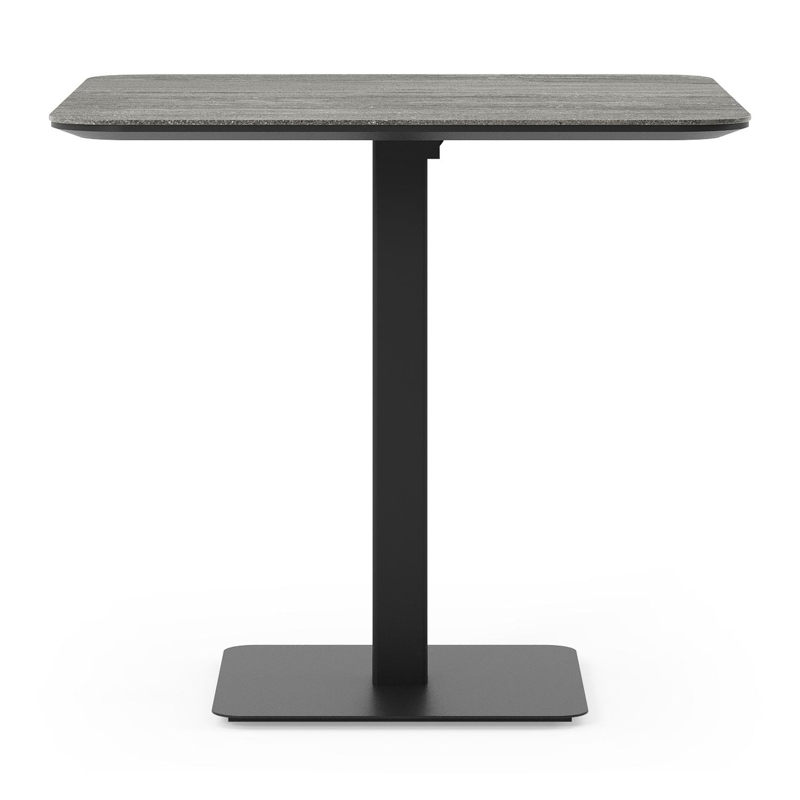 Fano kantelbare tuintafel vierkant afgerond in zwart aluminium en volkeramiek aspen grey - L 80 x B 80 x H 72.5 cm