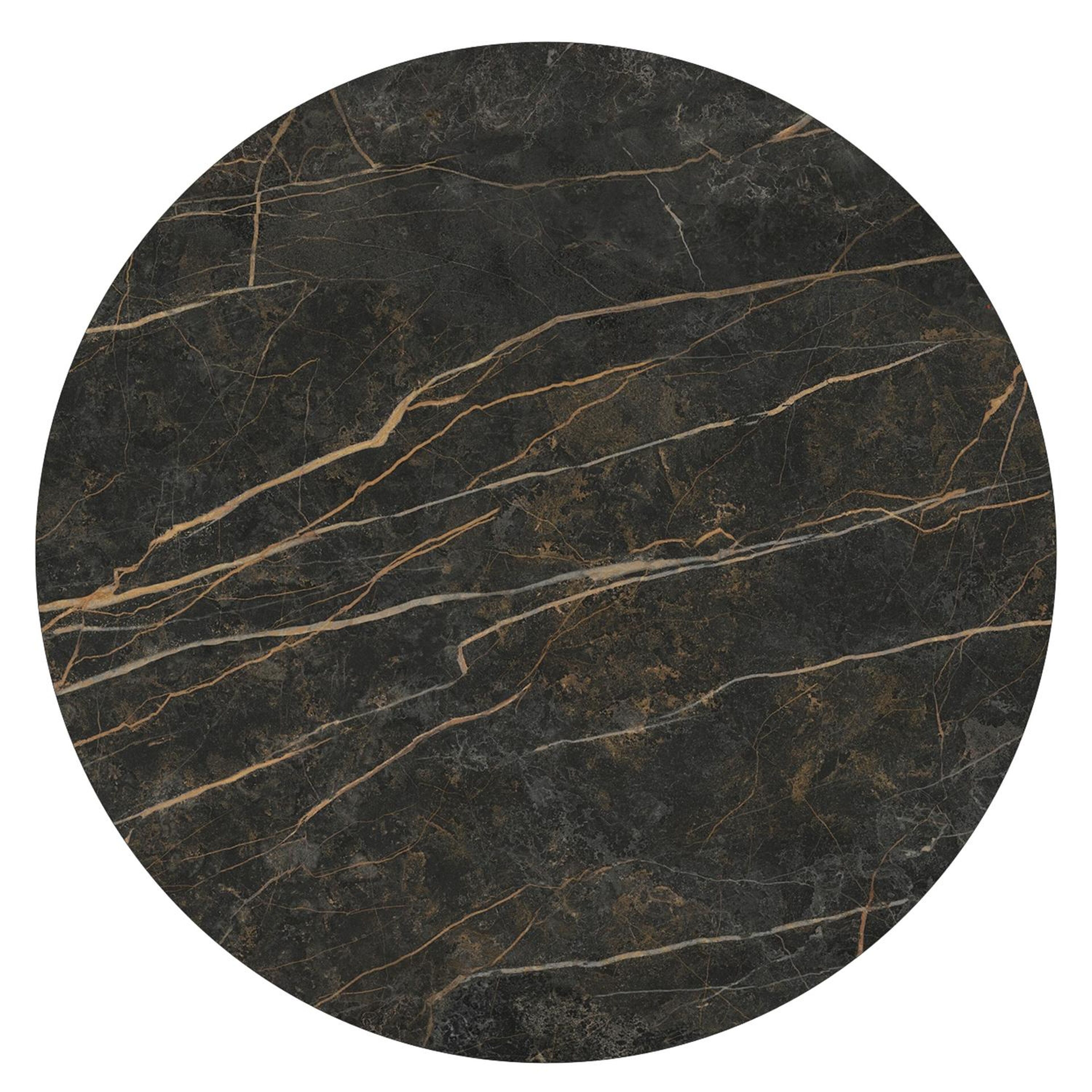 Table de jardin Fano ronde en aluminium blanc et céramique pleine Black Obsession - Diam. 85 x Haut. 75 cm