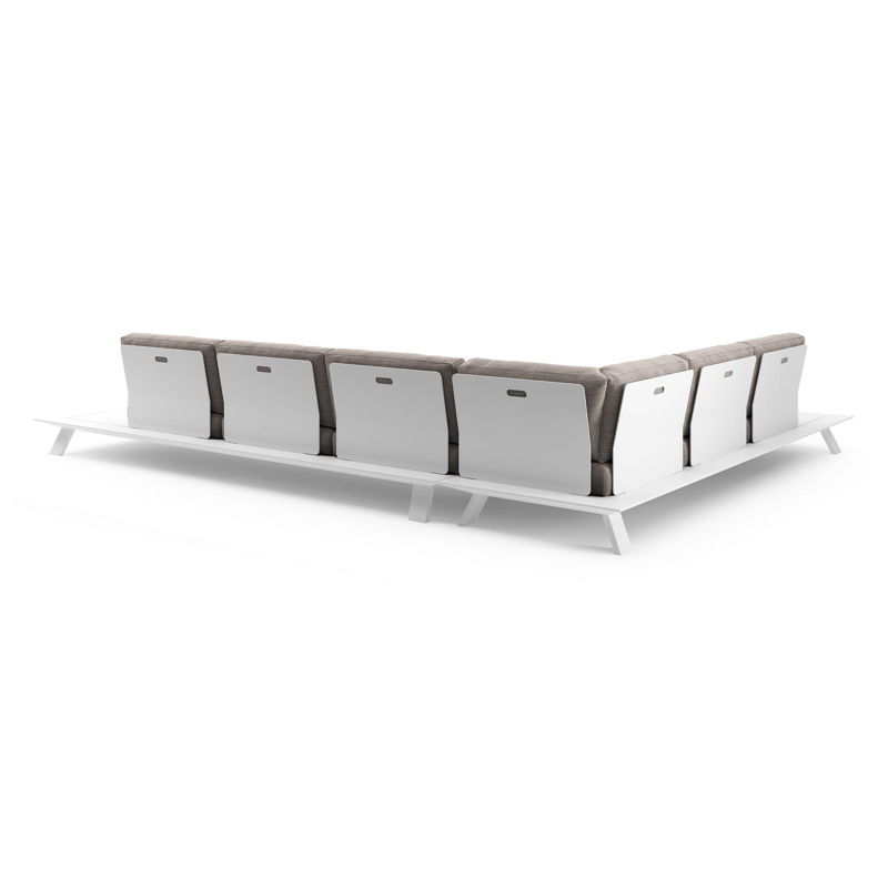 Cesano loungehoek in wit aluminium met wander granite all weather Sunbrella® luxe kussen