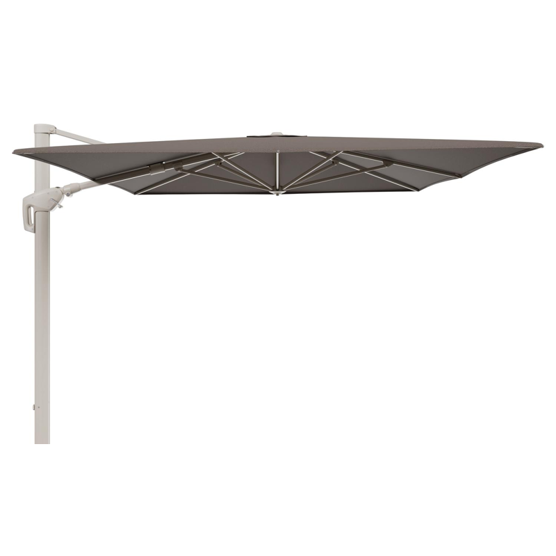 Minore zweefparasol met tiltfunctie in beige aluminium en Lopi Coconut All Weather Sunbrella® Luxe parasoldoek - L1: 400 x L2: 300 cm (zonder voet)