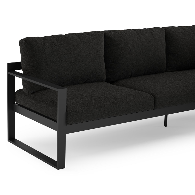 Caldela loungehoek in zwart aluminium met zwart kussen