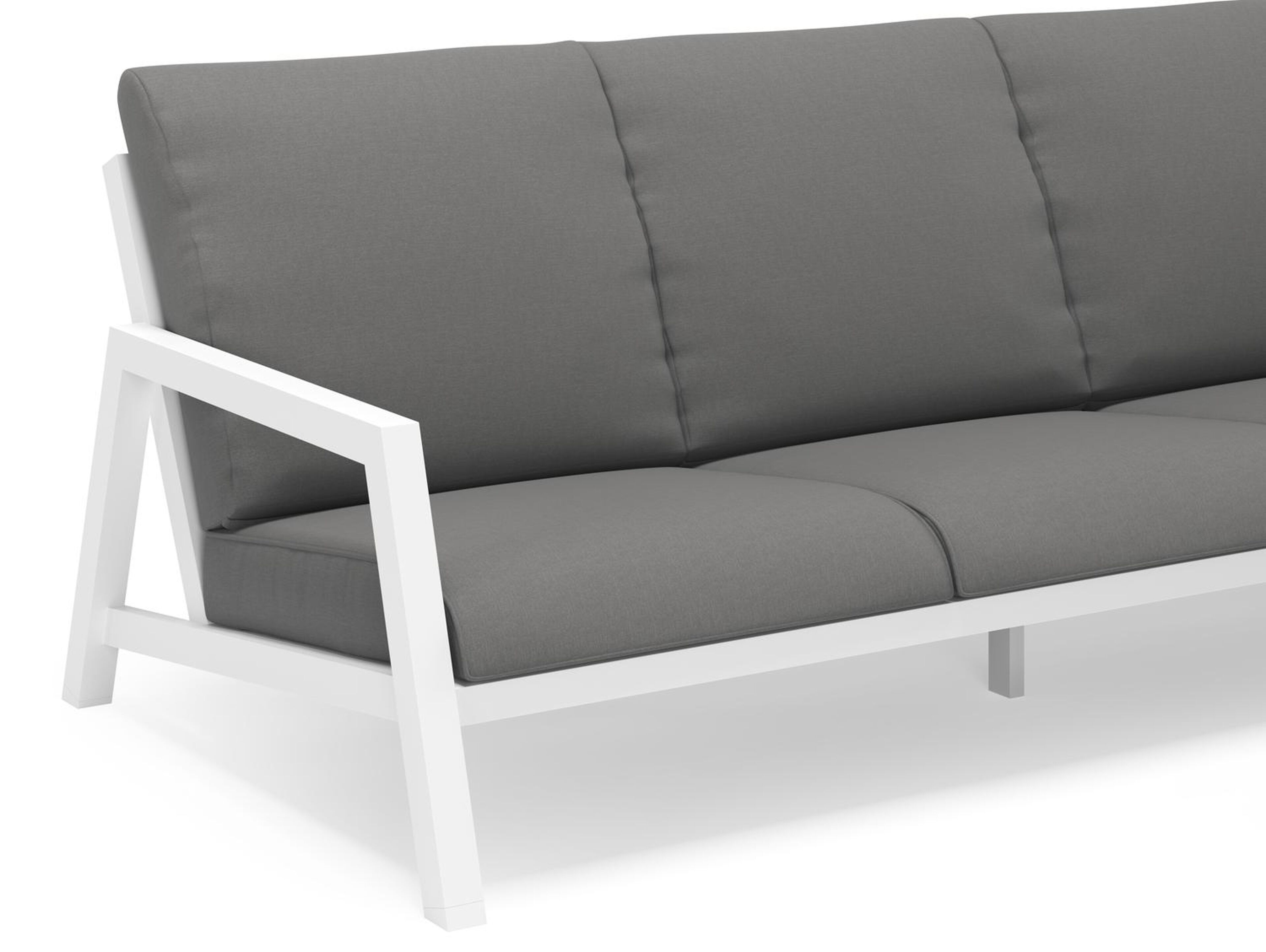 Zen'so loungebank 3-zit in wit aluminium met natte charcoal chine all weather sunbrella® luxe kussen
