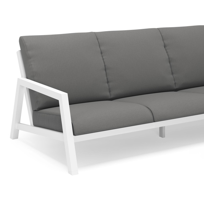 Zen'so loungebank 3-zit in wit aluminium met natte charcoal chine all weather sunbrella® luxe kussen