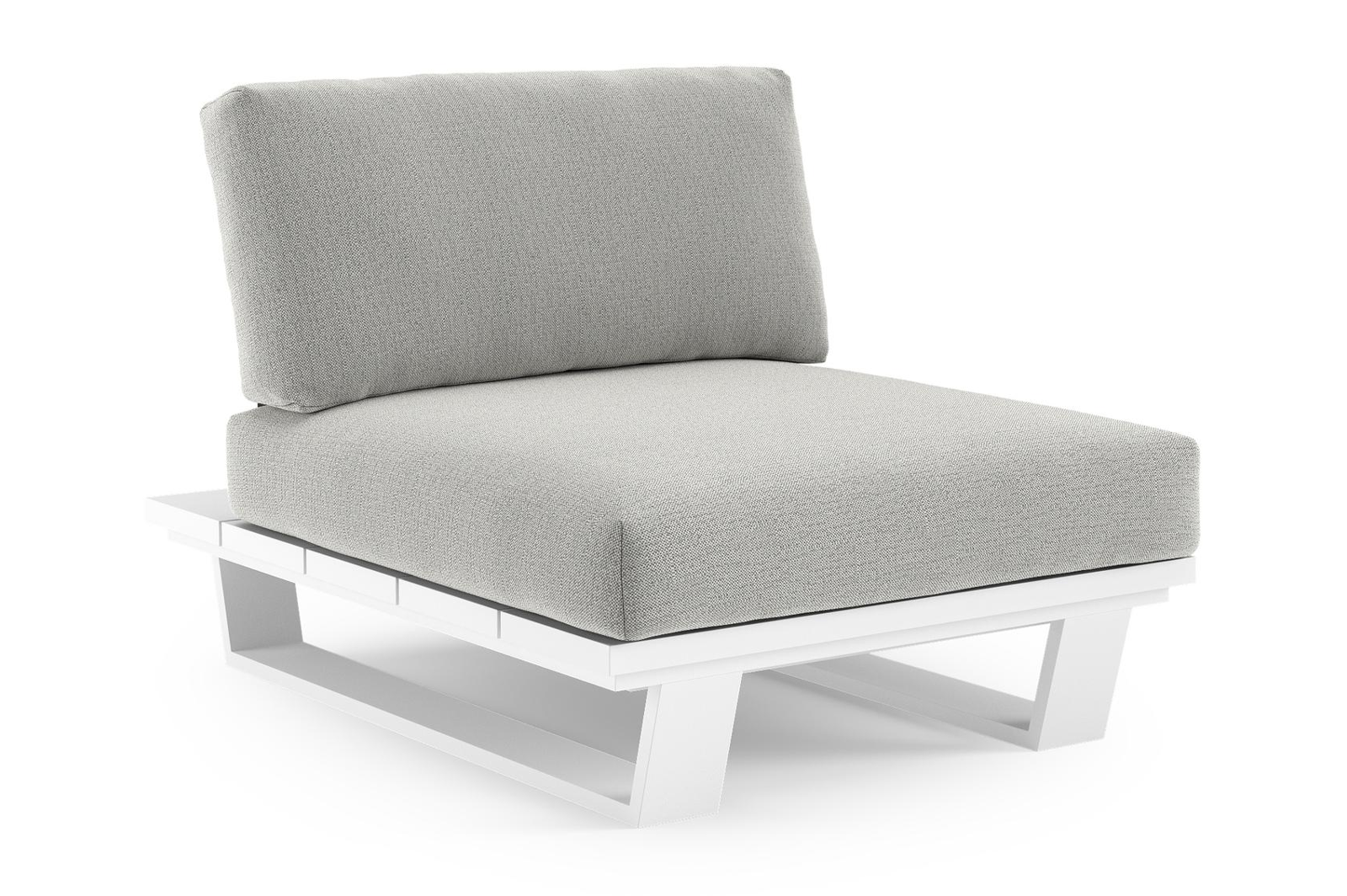 Pagino loungestoel 1-zit in wit aluminium met savane nimbus all weather sunbrella® luxe kussen