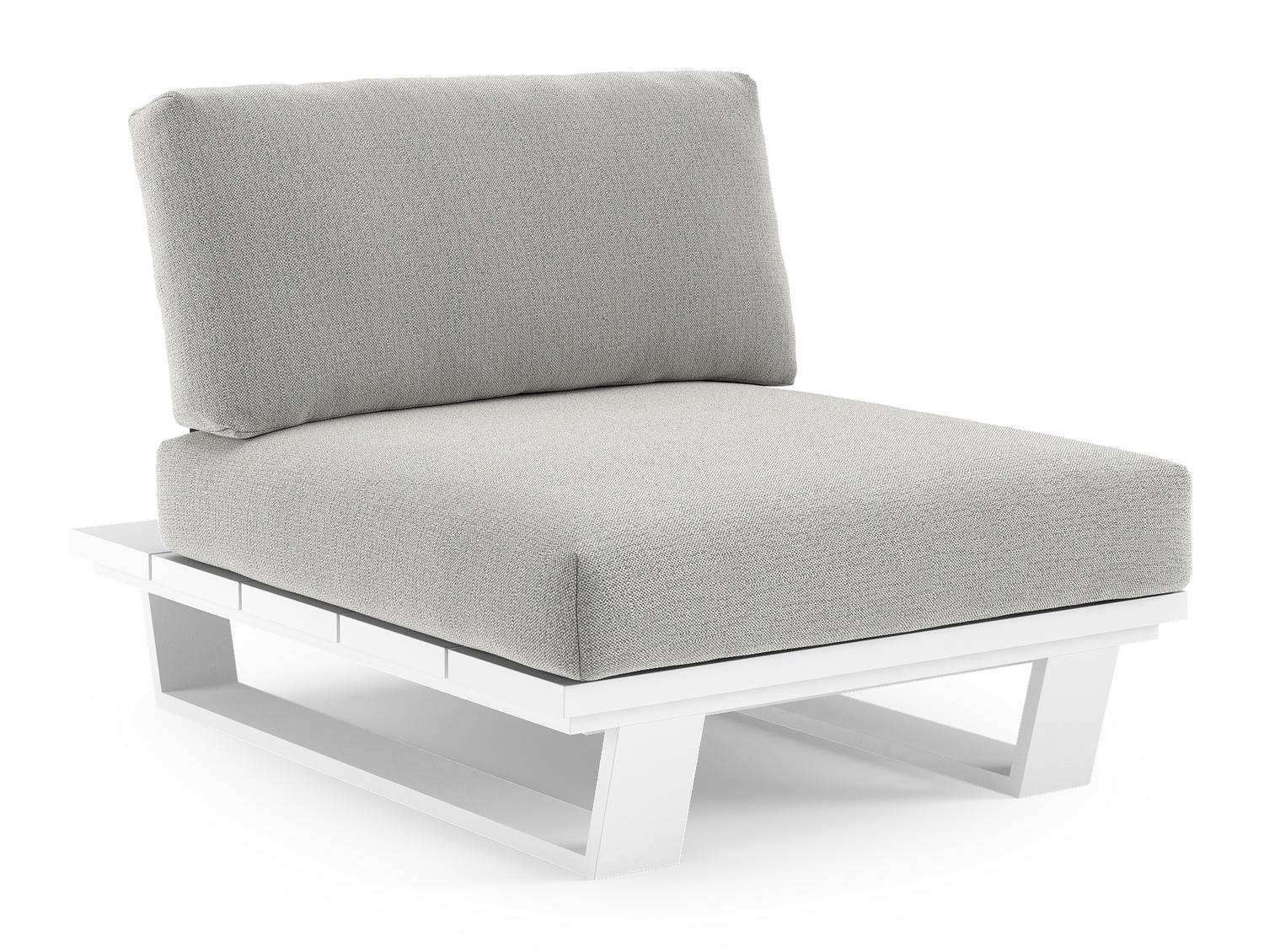 Pagino loungestoel 1-zit in wit aluminium met savane nimbus all weather sunbrella® luxe kussen