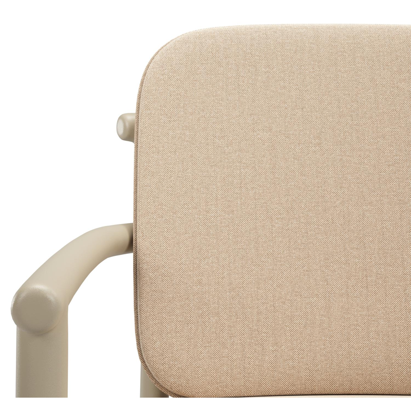 Bono stapelbare tuinstoel in beige aluminium met stoelkussen in All Weather Sunbrella® Luxe Natte Heather Beige