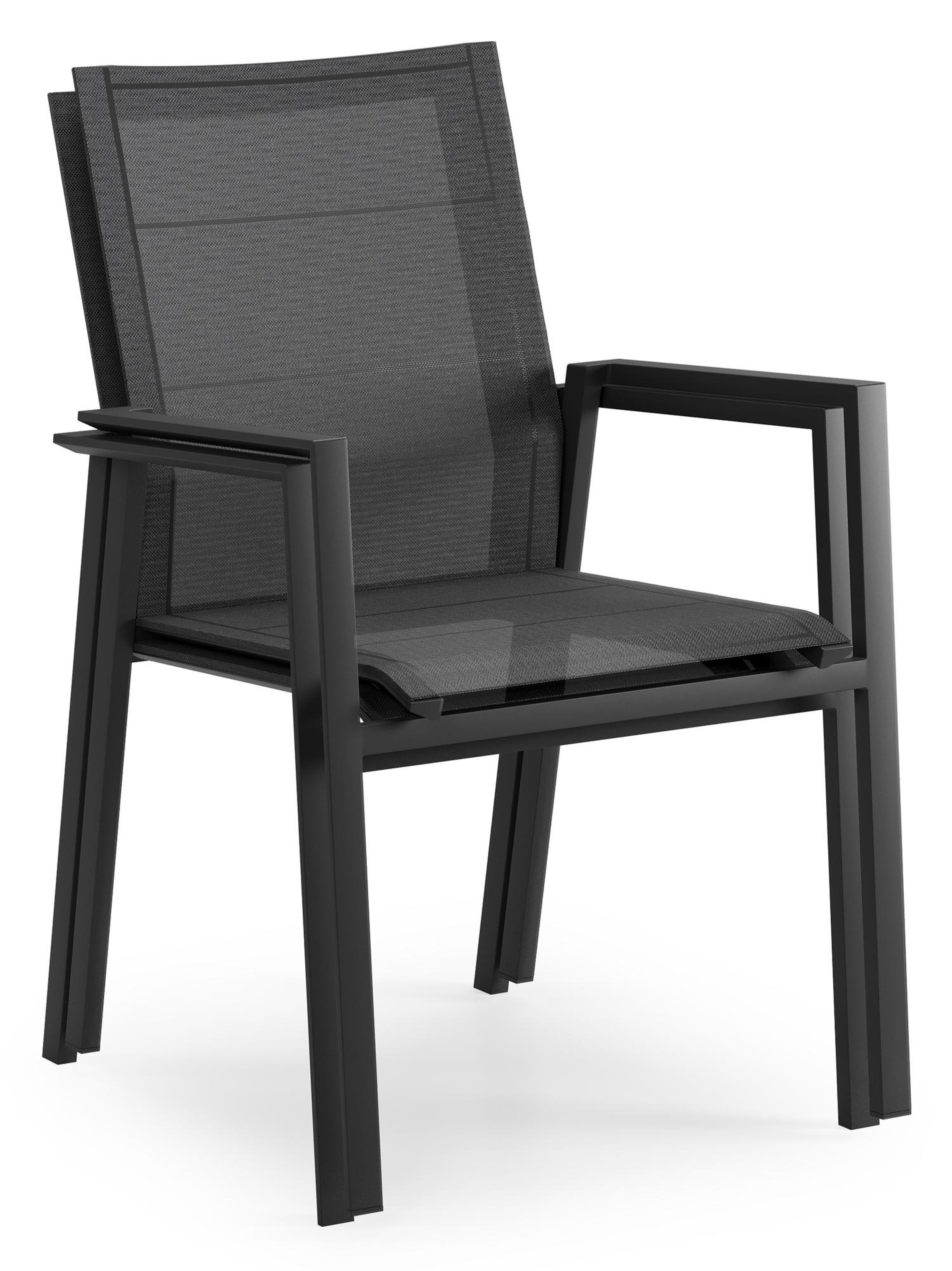 Cirello stapelbare tuinstoel in zwart aluminium en zwart textilene