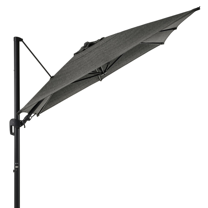 Parasol pendant Rufina avec function tilt en aluminium noir et Sunbrella Luxe Chartres Sooty - Lg.1 400 x Lg.2 300 cm (sans pied de parasol