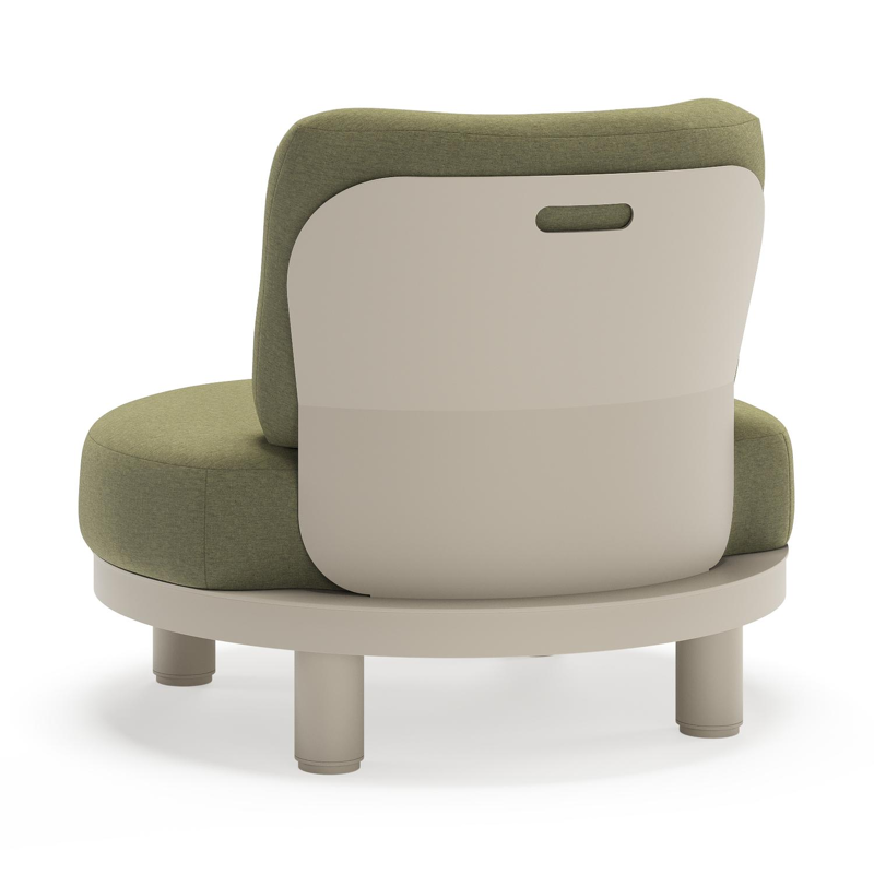 Donato loungestoel in beige aluminium met all weather sunbrella® luxe Heritage Leaf kussen