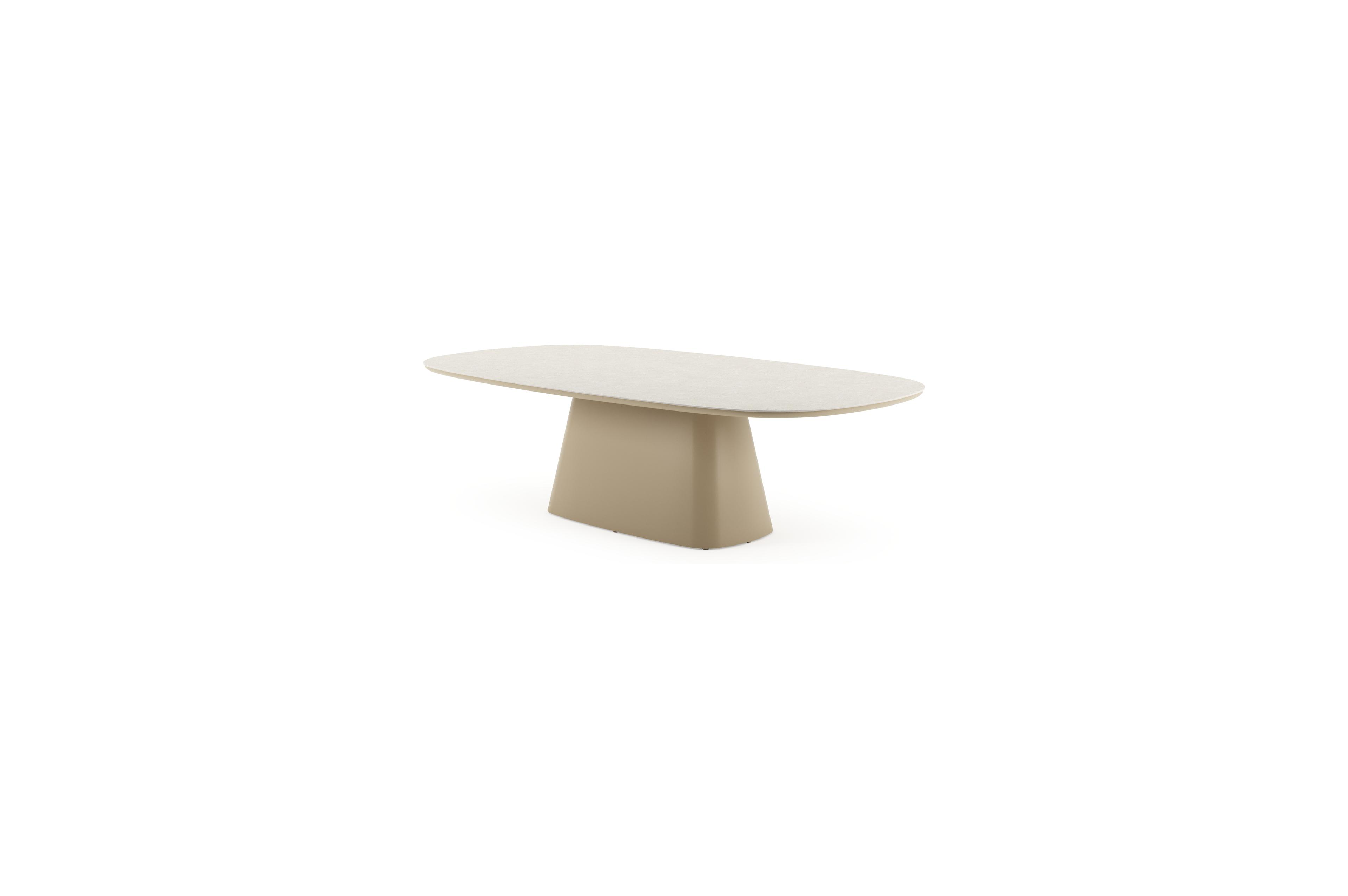 Table de jardin Amico bombo xl en aluminium beige et céramique pleine Shilin - Lg. 270 x Lrg. 148 x Haut. 73.5 cm