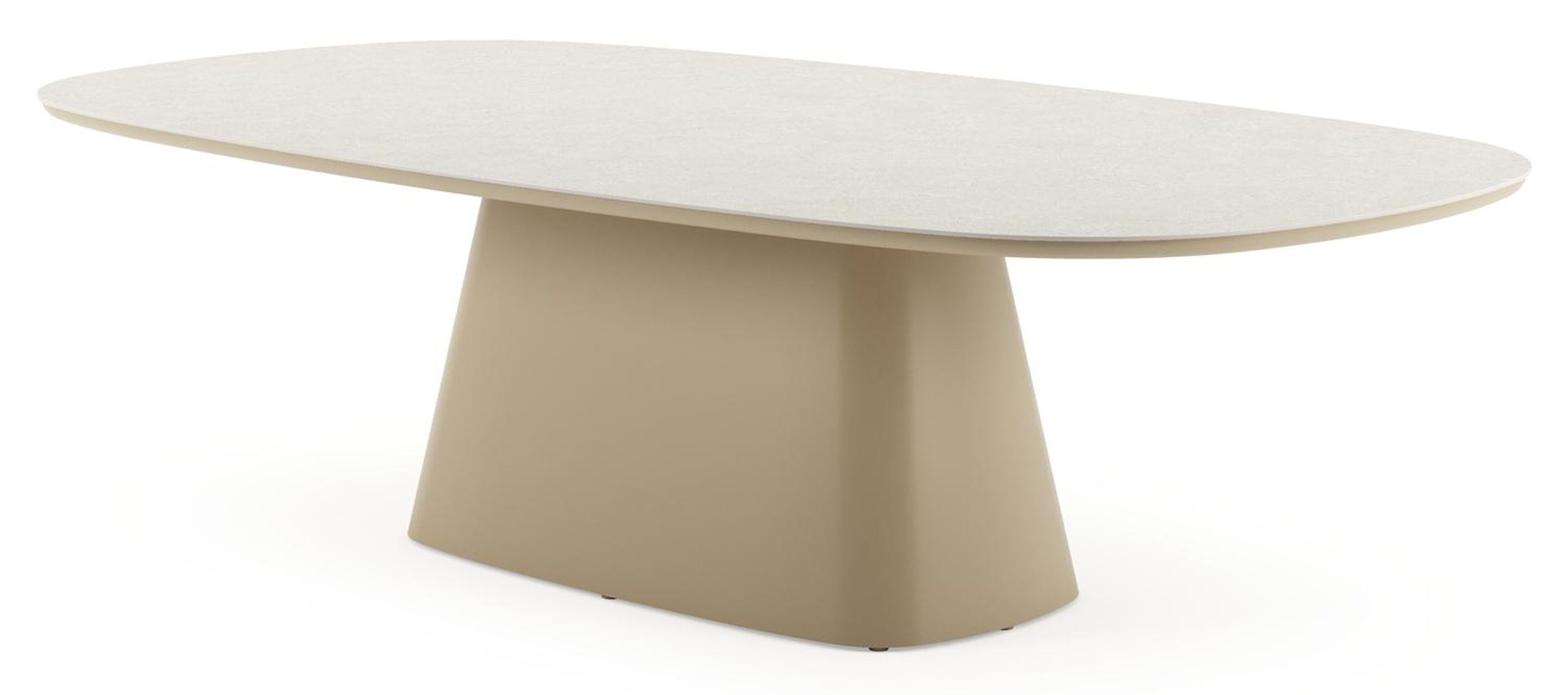 Table de jardin Amico bombo xl en aluminium beige et céramique pleine Shilin - Lg. 270 x Lrg. 148 x Haut. 73.5 cm