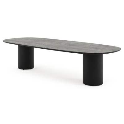 Amico tuintafel bombo in zwart aluminium en volkeramiek Aspen Grey - L 320 x B 130 x H 73.5 cm