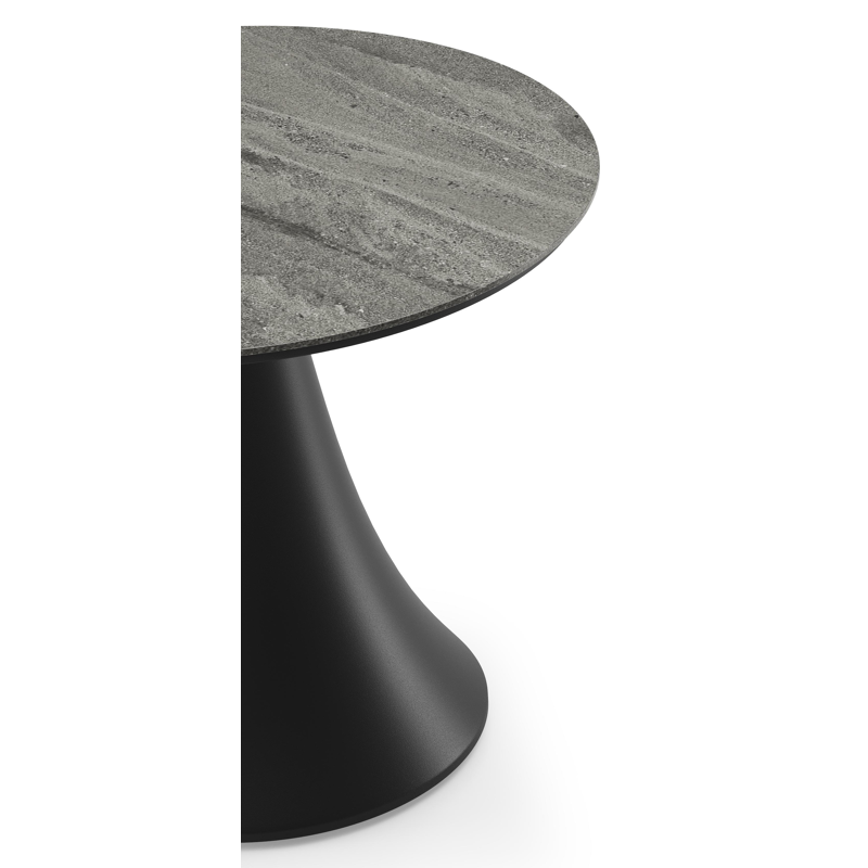 Fano low dining loungetafel in zwart aluminium en volkeramiek aspen grey - Dia. 65 x H 55 cm