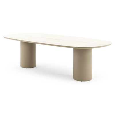 Amico tuintafel bombo in beige aluminium en volkeramiek Travertino Bianco - L 270 x B 125 x H 73.5 cm