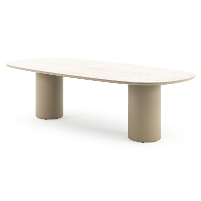 Amico tuintafel bombo in beige aluminium en volkeramiek Travertino Bianco - L 270 x B 125 x H 73.5 cm