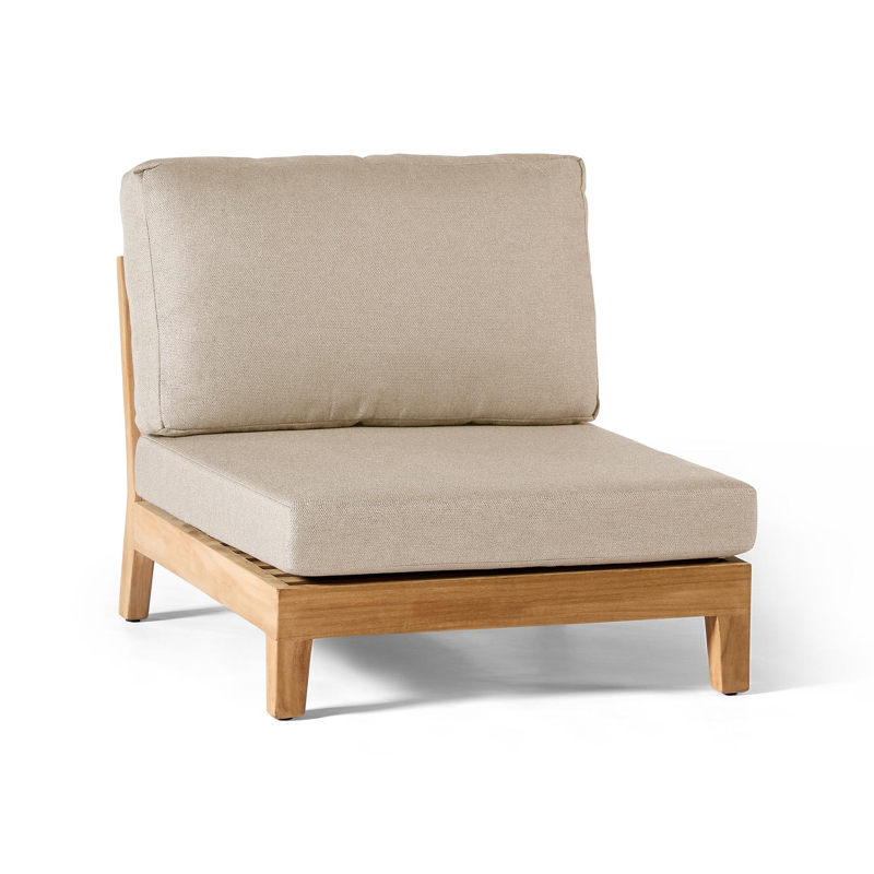 Cosito loungestoel in teak en flat rope beige met beige weather+ softtouch kussen