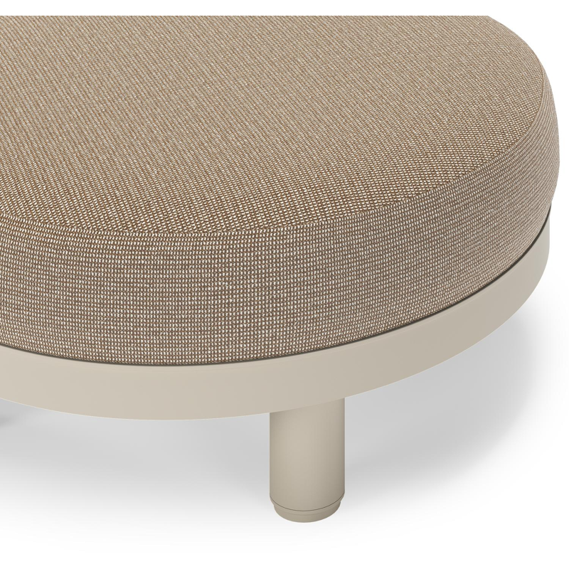 Salon de jardin pouf Donato en aluminium beige et coussins en all weather solica Firenze Earth