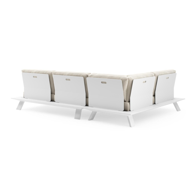 Cesano loungehoek in wit aluminium met althea off white all weather Cosytica kussen