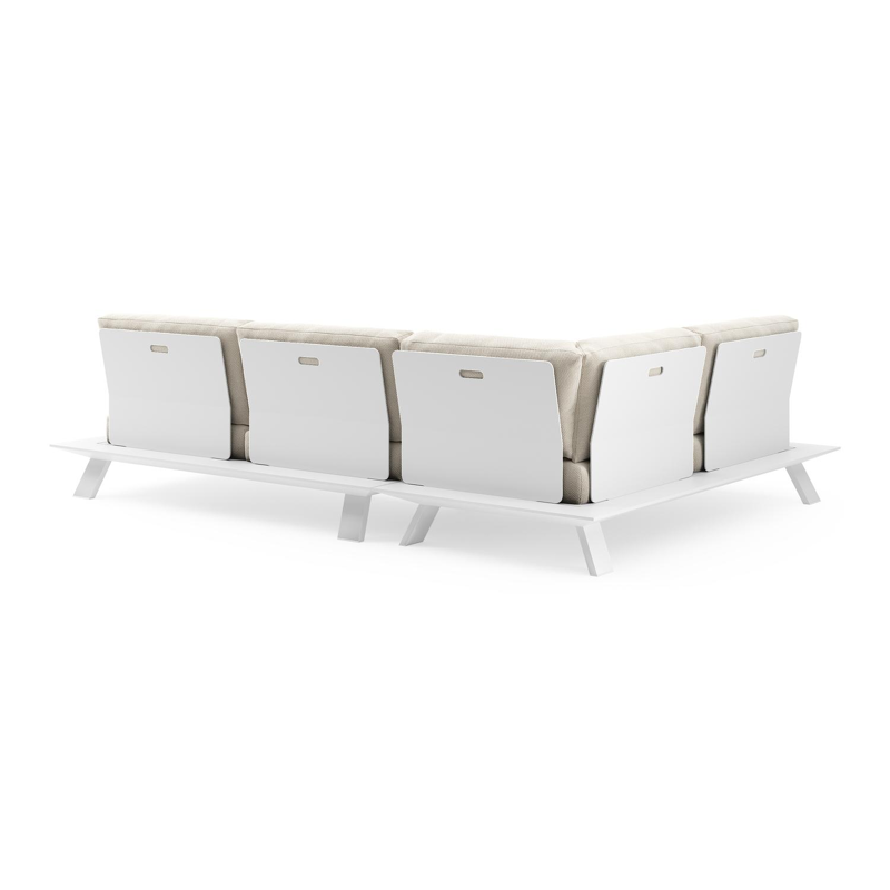 Cesano loungehoek in wit aluminium met althea off white all weather Cosytica kussen