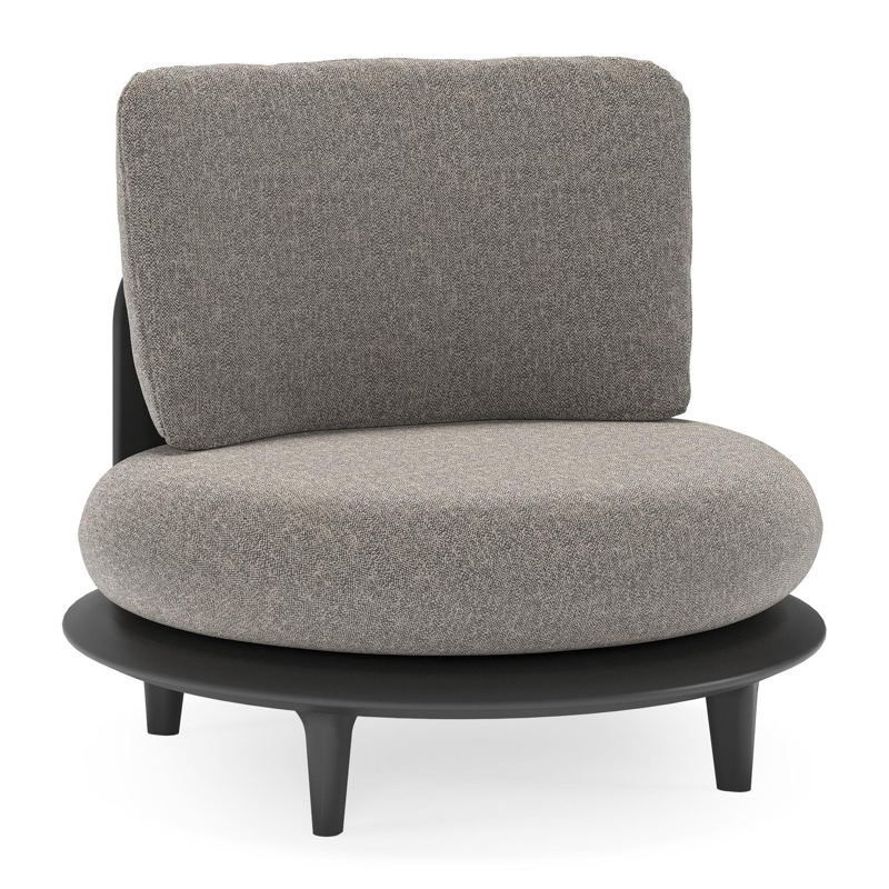 Bomero loungestoel in zwart aluminium met chartres drizzle all weather sunbrella® luxe kussen