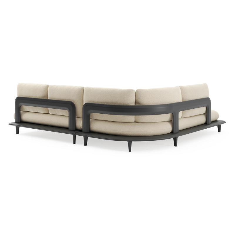 Bomero loungehoek in zwart aluminium met soul papyrus all weather solica kussen