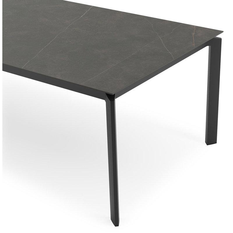 Table de jardin Cirello en aluminium noir et céramique pleine calatorao - Lg 280 x Larg. 110 x H 75 cm