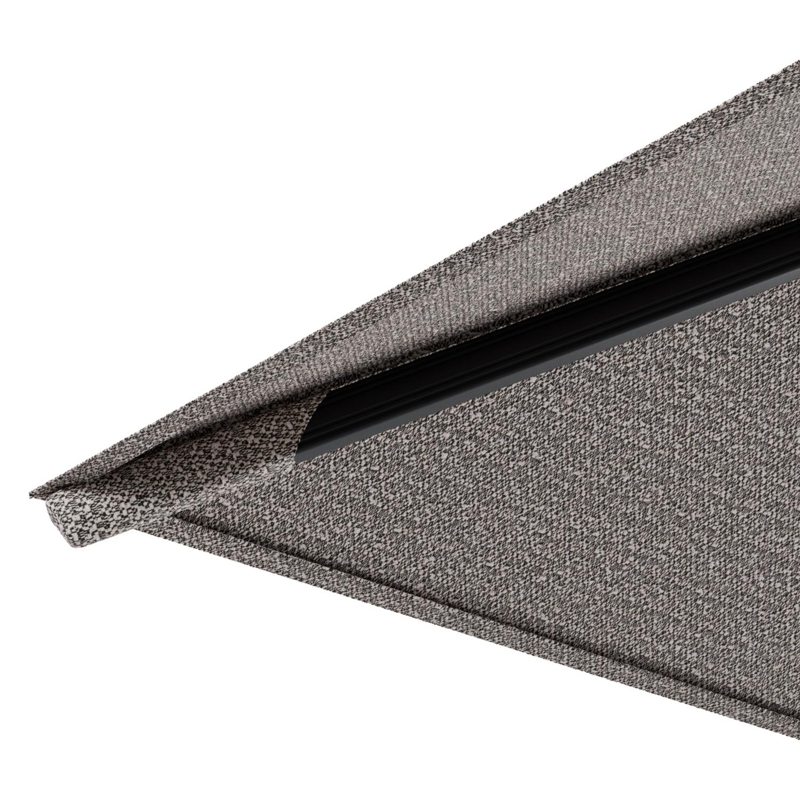 Rufina zweefparasol met tiltfunctie in zwart aluminium en Wander Granite All Weather Sunbrella® Luxe parasoldoek - L1 300 x L2 300 cm met parasolvoet Minore 150 kg met wielen