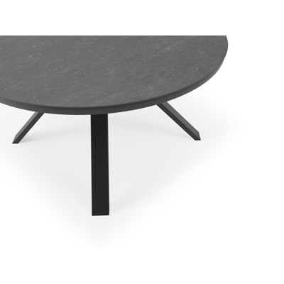 Table de jardin Cesano en aluminium noir et céramique pleine pierre bleue - Dia. 148 x H 74,5 cm
