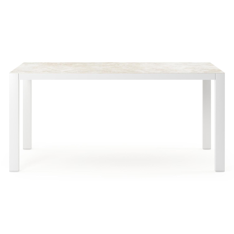 Table de jardin Como rectangulaire en aluminium blanc et céramique pleine Rapolano Lg. 160 x Lrg. 100 cm