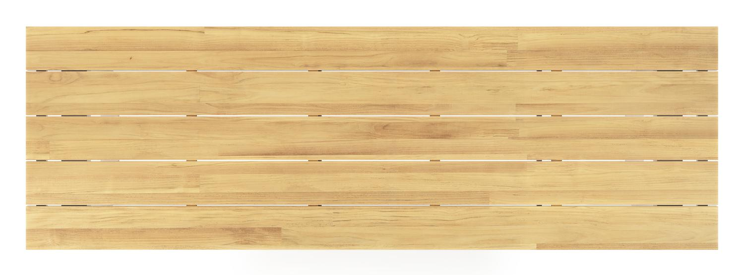 Pagino tuintafel rechthoekig in wit aluminium en teak - L 340 x B 110 x H 73,5 cm