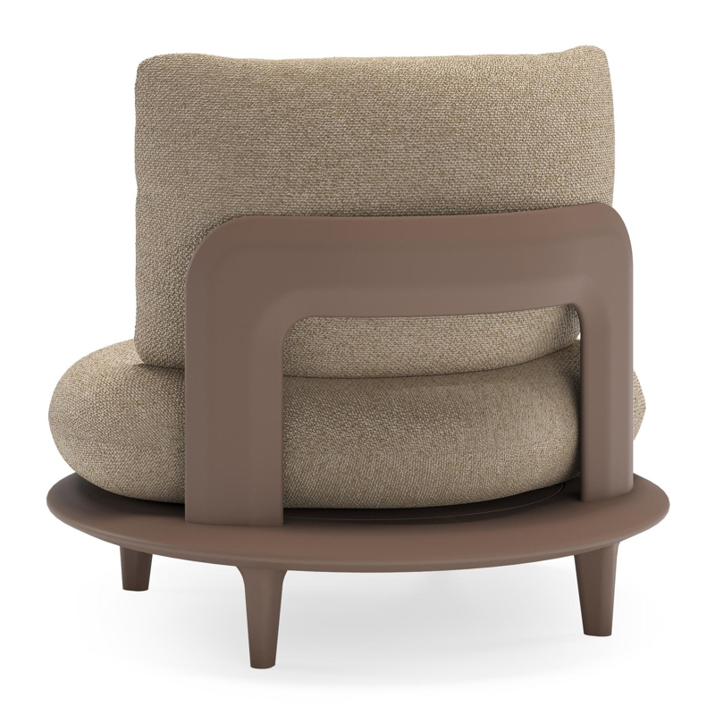 Bomero loungestoel in taupe aluminium met madagascar oak all weather cosytica kussen