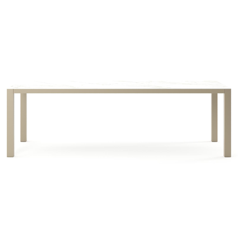 Como tuintafel rechthoekig in beige aluminium en volkeramiek Calacatta - L 240 x B 100 x H 75 cm