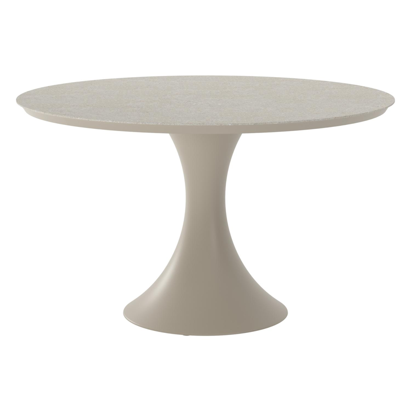 Fano tuintafel rond in beige aluminium en volkeramiek Shilin Dia. 130 cm