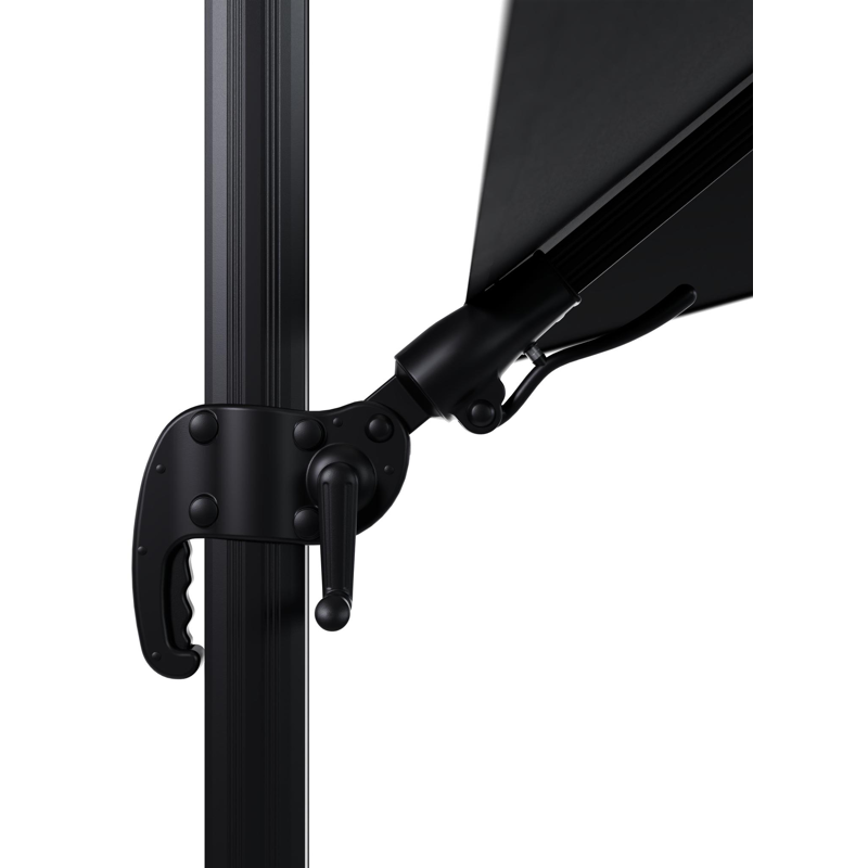 Parasol pendant Avola avec fonction tilt en aluminium noir avec toile de parasol en all weather sunbrella® premium noir - Larg1 300 x Larg2 300 cm (sans pied de parasol)