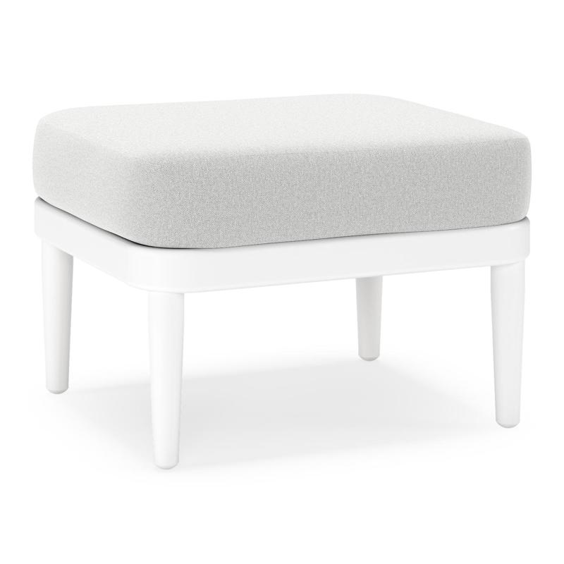 Pouf Orso en aluminium blanc et coussins en all weather sunbrella® luxe Natte Grey Chine