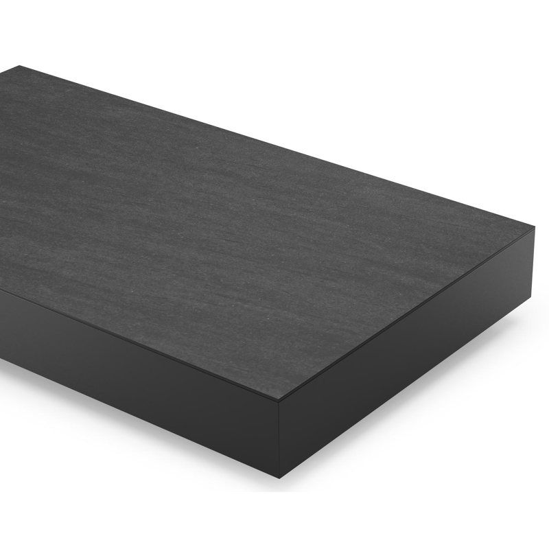 Table basse Como en aluminium noir et céramique pleine basalt black - Lg 140 x B 80 x H 20 cm