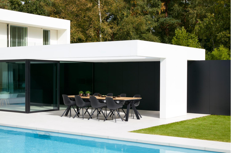 Chaise de jardin Cesano in aluminium noir et matière synthétique noir